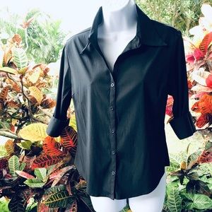 Cotton Express stretch black blouse M 3Q sleeves